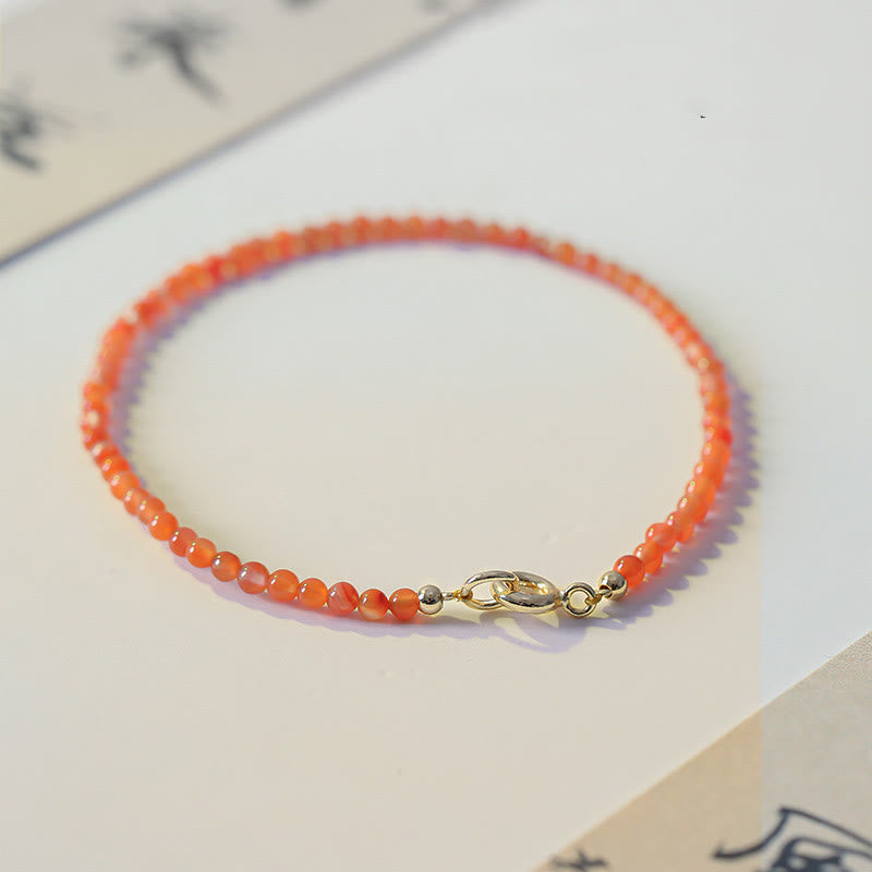 Natural Cherry Persimmon Red Agate Ultra-thin Beads Confidence Bracelet