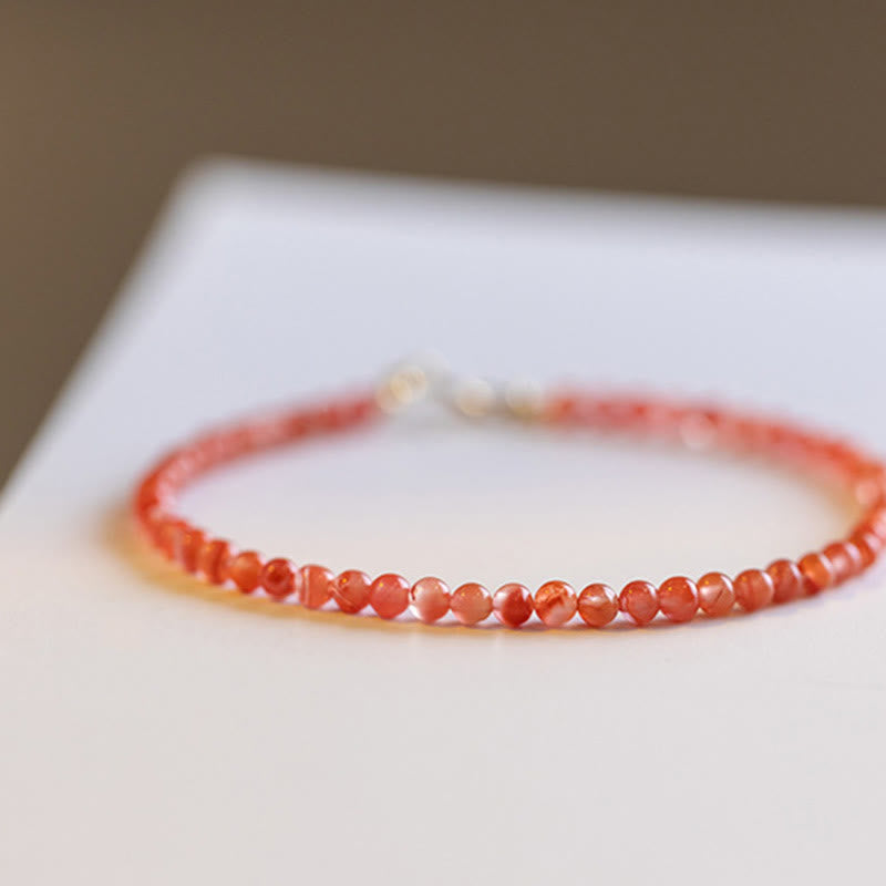 Natural Cherry Persimmon Red Agate Ultra-thin Beads Confidence Bracelet