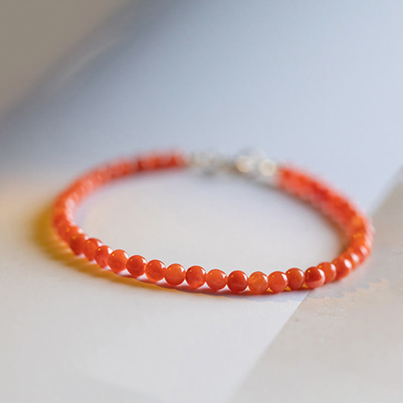 Natural Cherry Persimmon Red Agate Ultra-thin Beads Confidence Bracelet