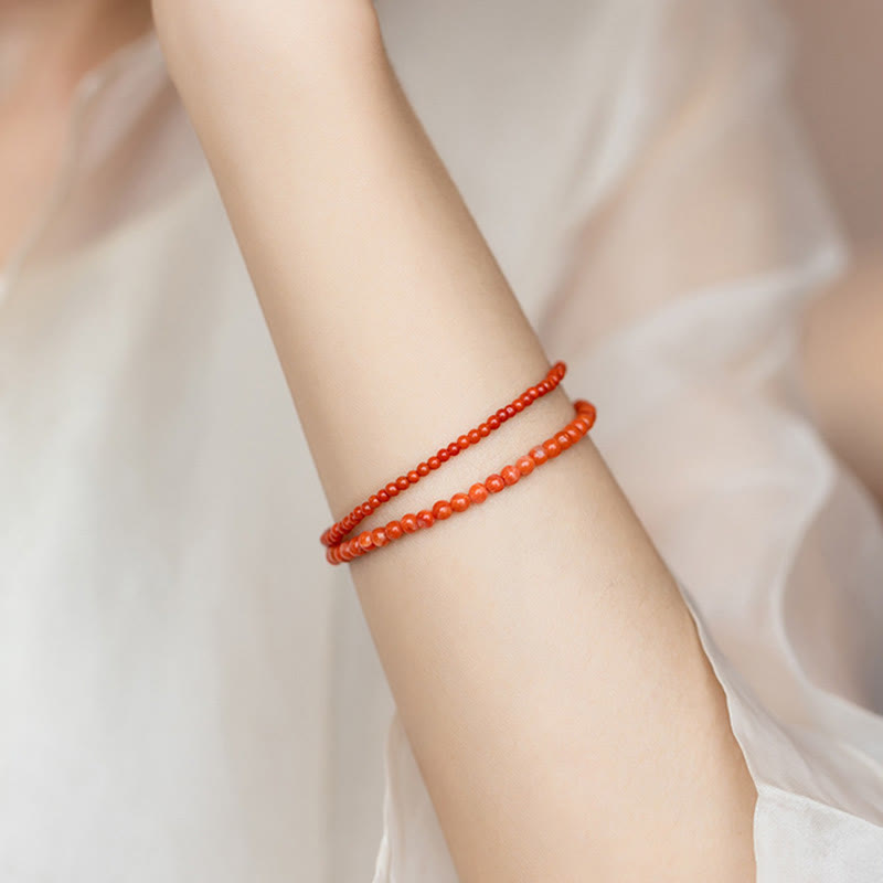 Natural Cherry Persimmon Red Agate Ultra-thin Beads Confidence Bracelet