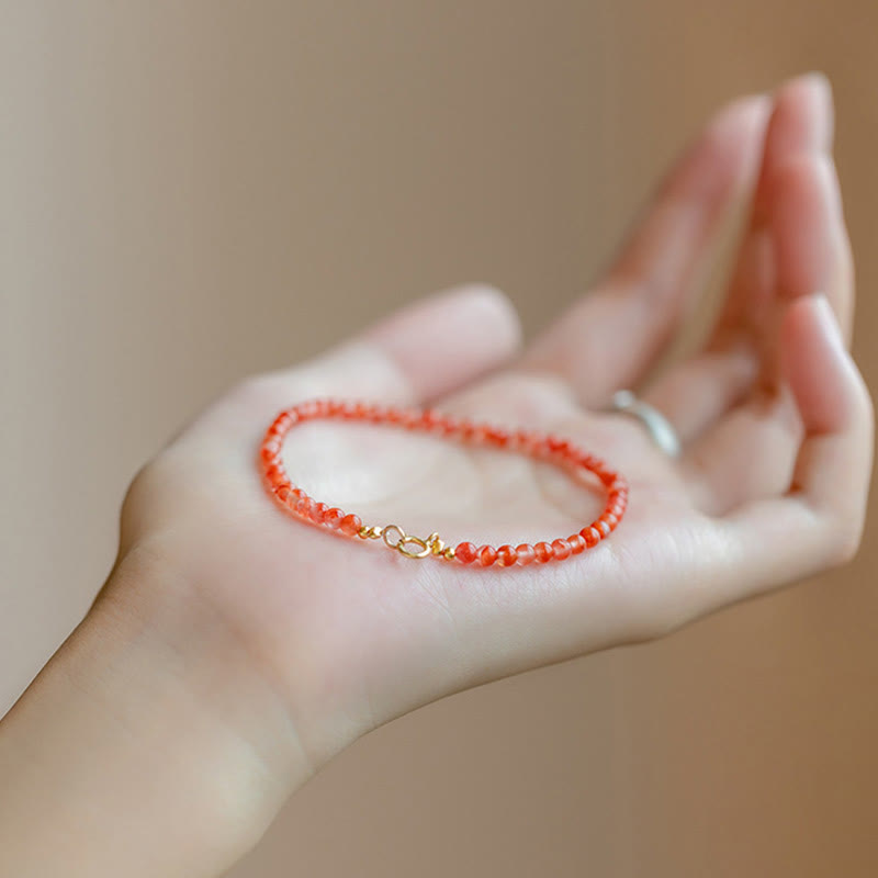 Natural Cherry Persimmon Red Agate Ultra-thin Beads Confidence Bracelet