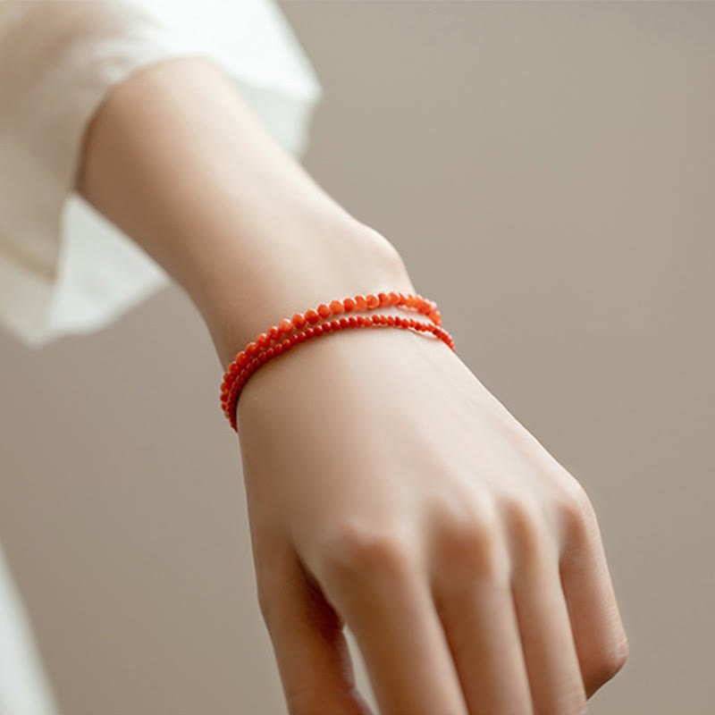 Natural Cherry Persimmon Red Agate Ultra-thin Beads Confidence Bracelet