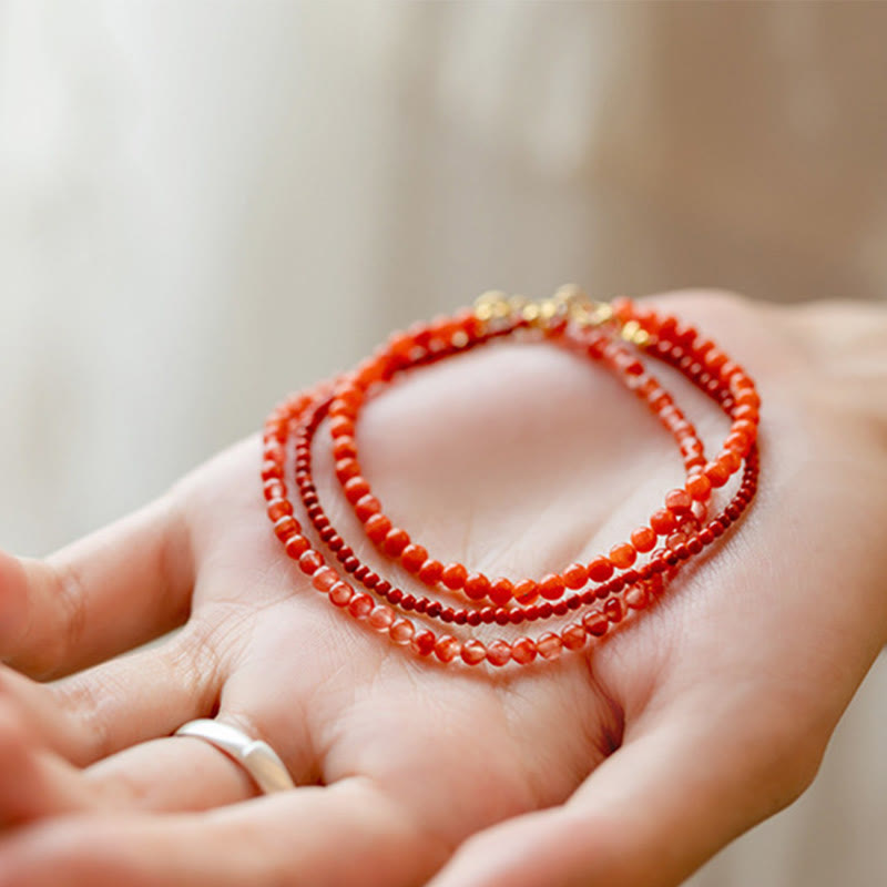 Natural Cherry Persimmon Red Agate Ultra-thin Beads Confidence Bracelet