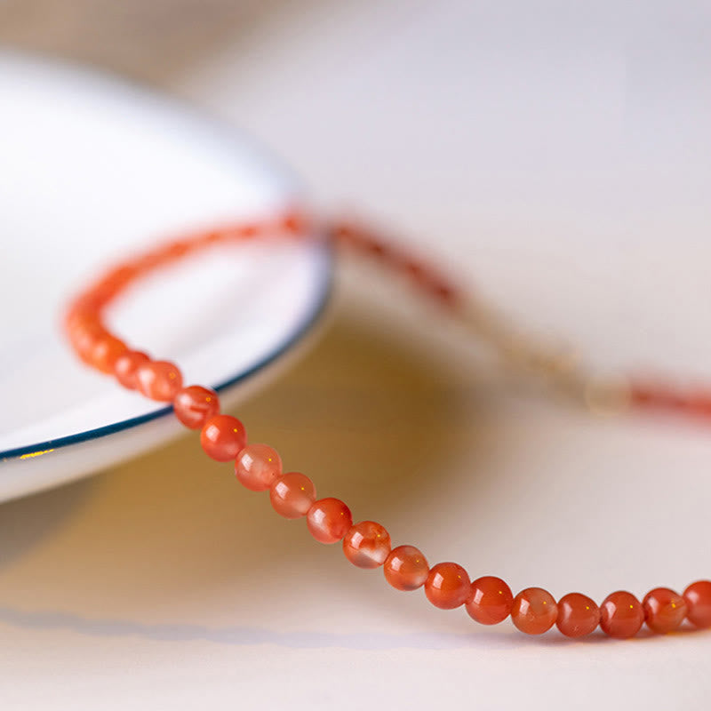 Natural Cherry Persimmon Red Agate Ultra-thin Beads Confidence Bracelet