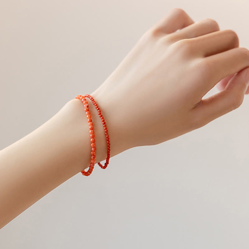 Natural Cherry Persimmon Red Agate Ultra-thin Beads Confidence Bracelet