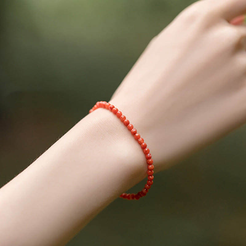 Natural Cherry Persimmon Red Agate Ultra-thin Beads Confidence Bracelet