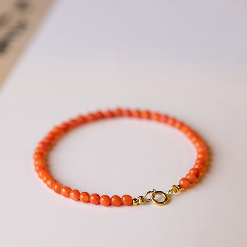 Natural Cherry Persimmon Red Agate Ultra-thin Beads Confidence Bracelet