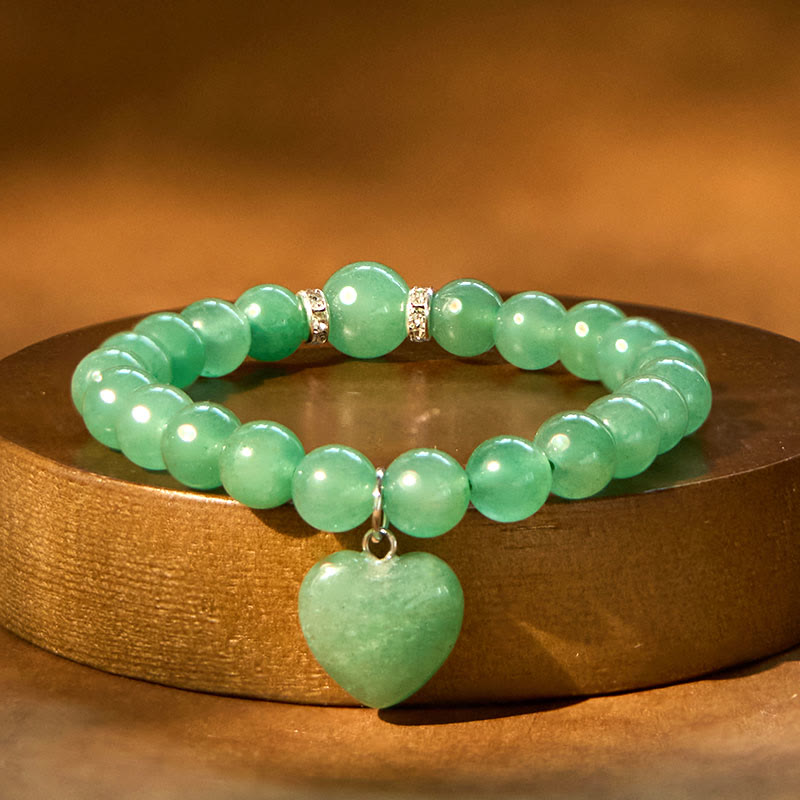 Various Crystal Green Aventurine Love Heart Balance Bracelet