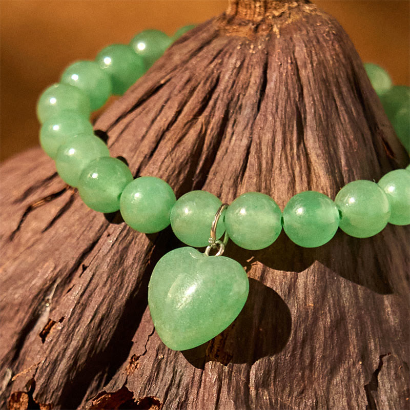 Various Crystal Green Aventurine Love Heart Balance Bracelet