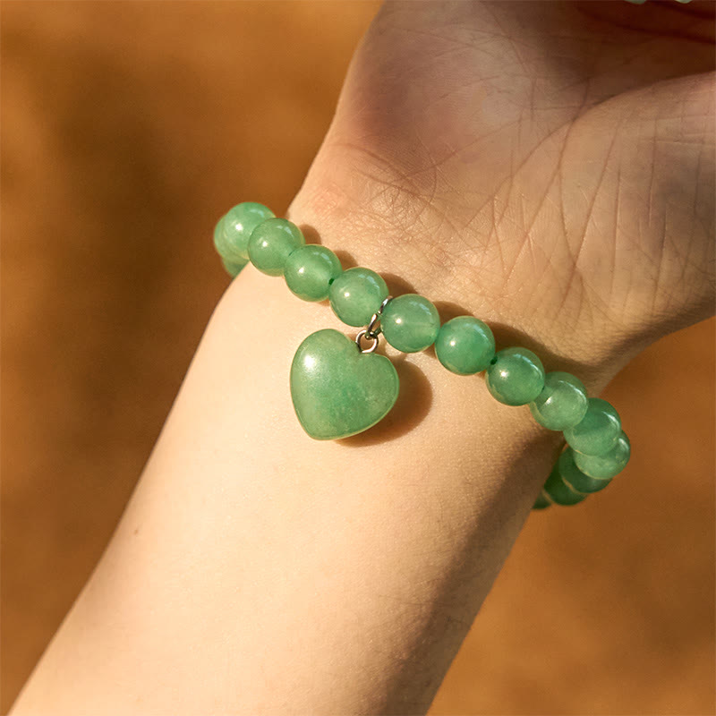 Various Crystal Green Aventurine Love Heart Balance Bracelet