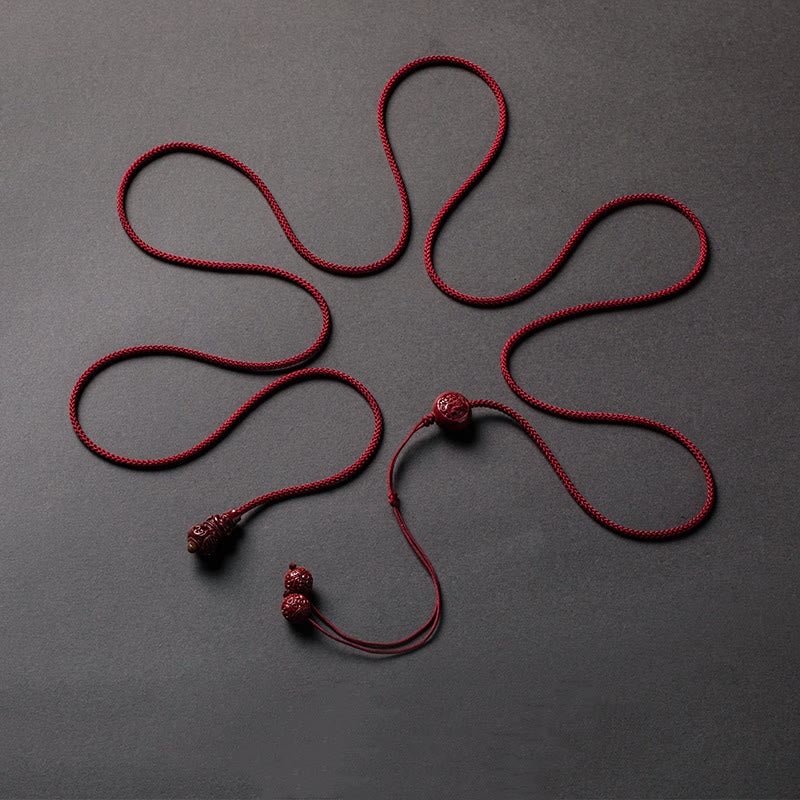 Natural Cinnabar Chinese Zodiac Gourd Calm Blessing Red String Belly Chain