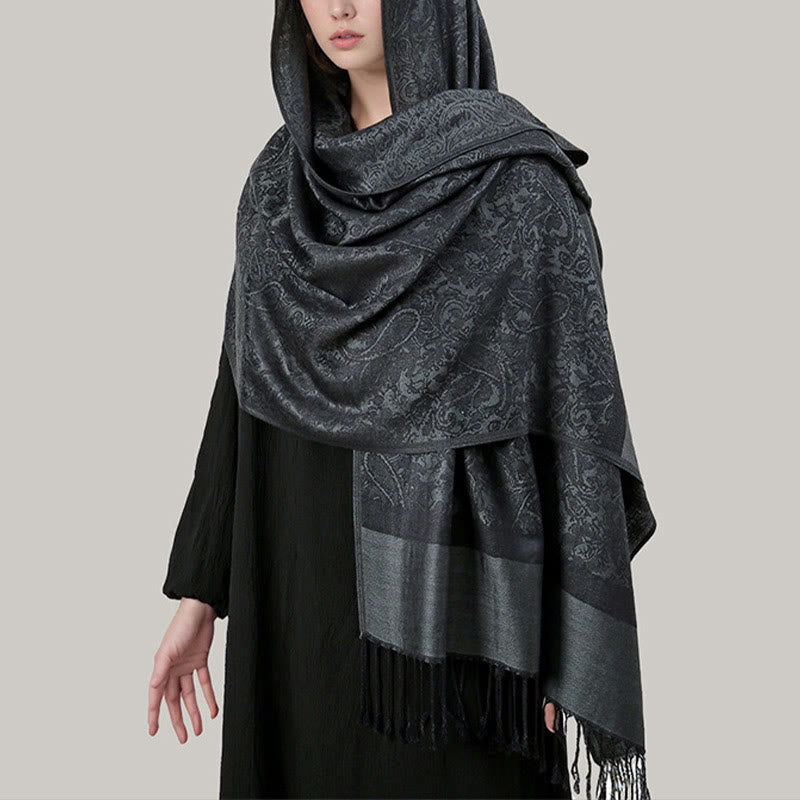Tibetan Cashew Jacquard Tassels Shawl Spring Fall Winter Warm Cozy Scarf Wrap