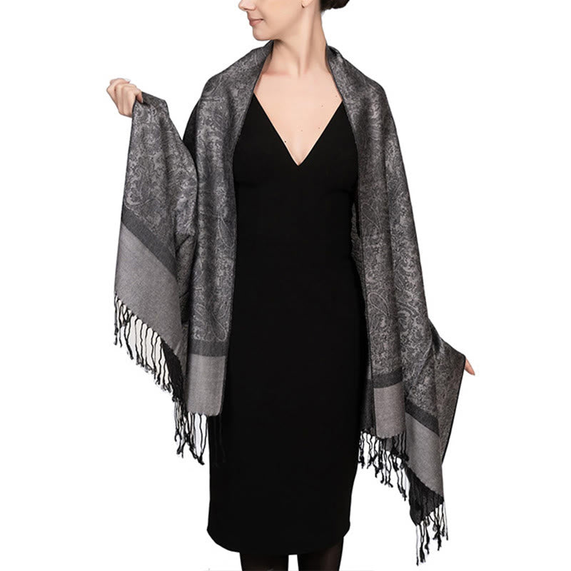 Tibetan Cashew Jacquard Tassels Shawl Spring Fall Winter Warm Cozy Scarf Wrap