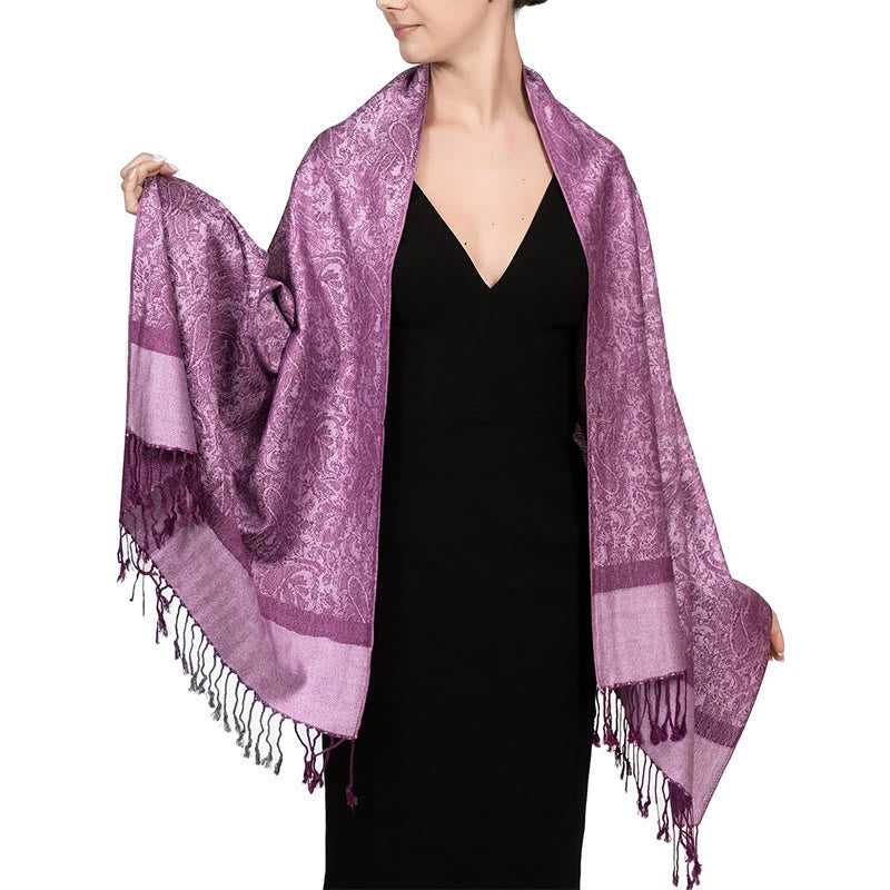 Tibetan Cashew Jacquard Tassels Shawl Spring Fall Winter Warm Cozy Scarf Wrap