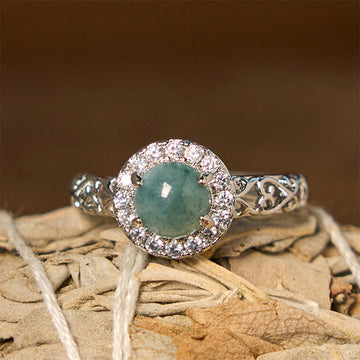Natural Egg-Shaped Hetian Jade Ruyi Pattern Platinum-Plated Copper Ring
