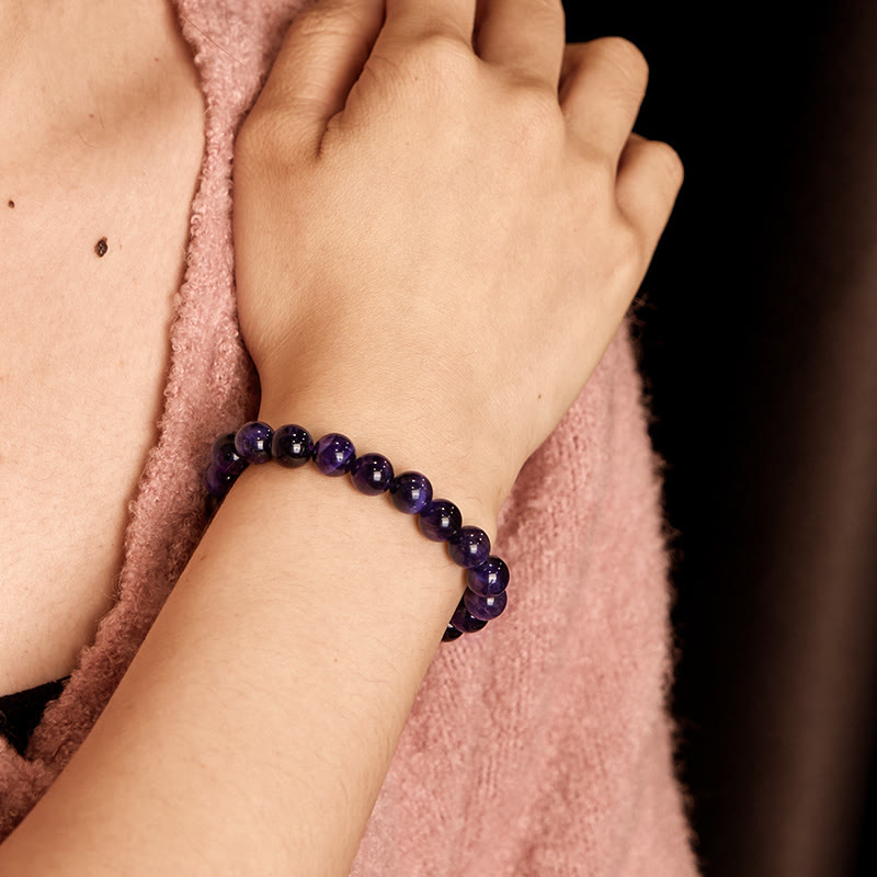 Natural Purple Tiger Eye Beaded Energy Tool Bracelet