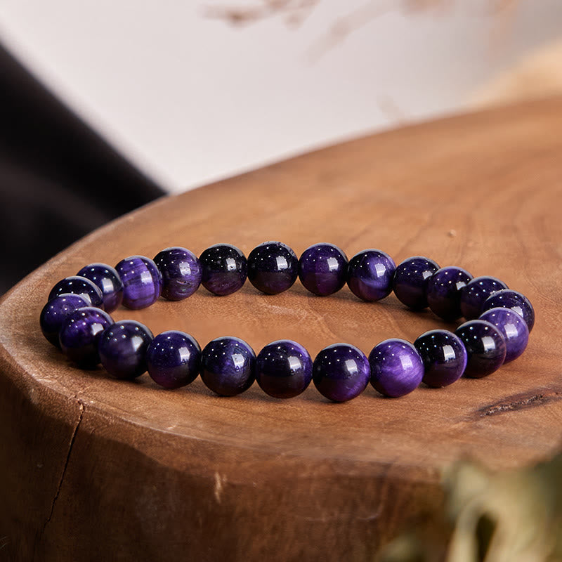Natural Purple Tiger Eye Beaded Energy Tool Bracelet