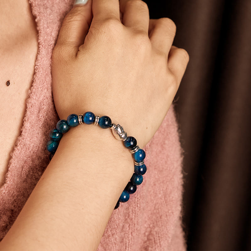 Blue Green Red Tiger Eye Buddha Head Balance Bracelet
