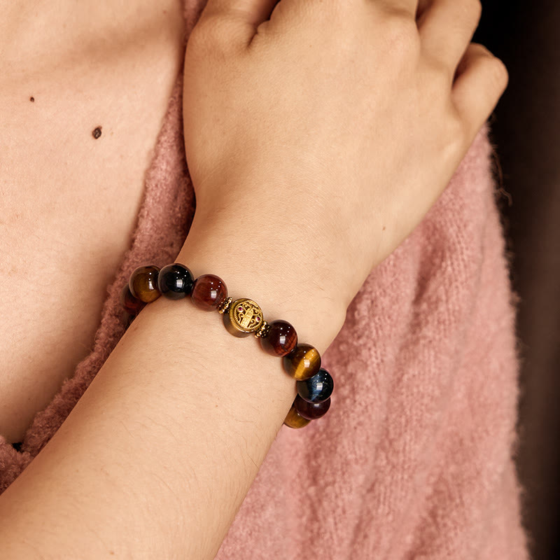 Tiger Eye Stone Beads Protection Courage Bracelet