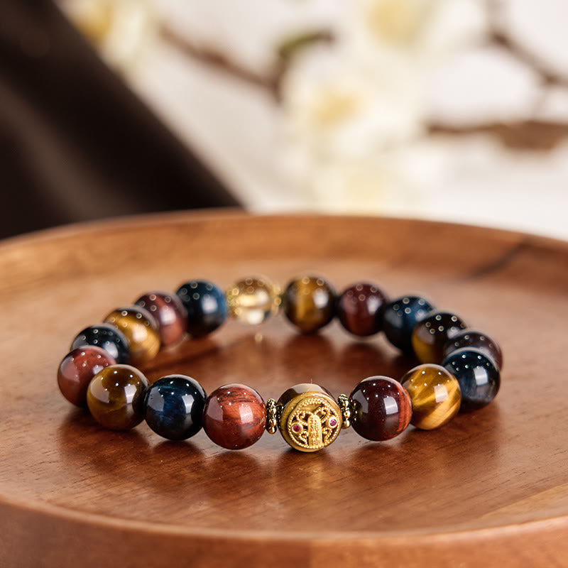 Tiger Eye Stone Beads Protection Courage Bracelet