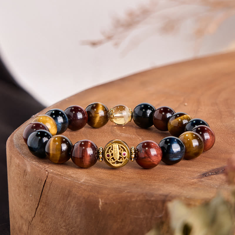 Tiger Eye Stone Beads Protection Courage Bracelet