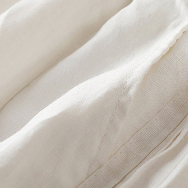 Casual Plain Color Side Pleats Cotton Linen Women's Wide Leg Pants With Pockets