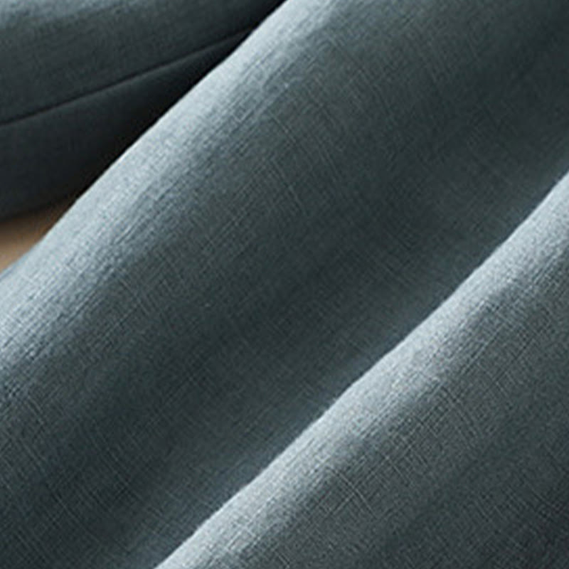 Casual Plain Color Side Pleats Cotton Linen Women's Wide Leg Pants With Pockets