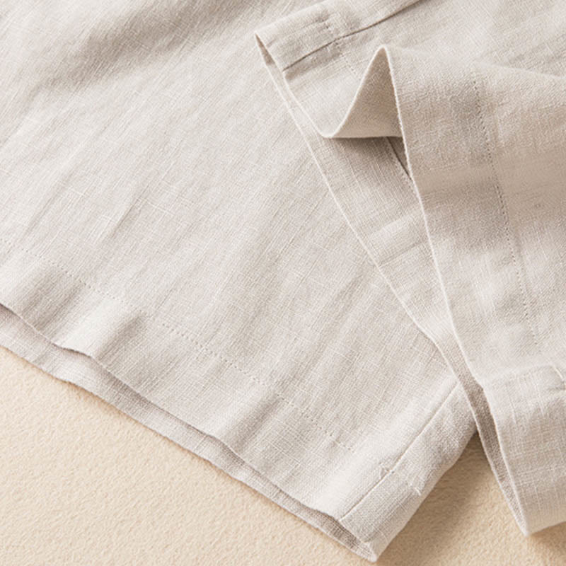 Casual Solid Color Cotton Linen Women's Wide Leg Pants With Pockets