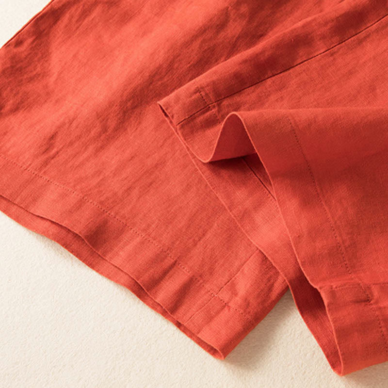 Casual Solid Color Cotton Linen Women's Wide Leg Pants With Pockets
