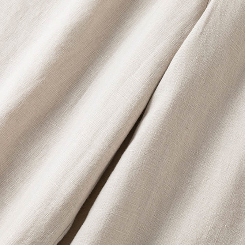 Casual Solid Color Cotton Linen Women's Wide Leg Pants With Pockets