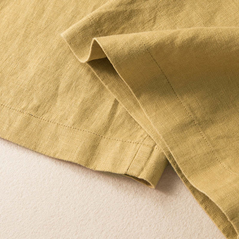 Casual Solid Color Cotton Linen Women's Wide Leg Pants With Pockets