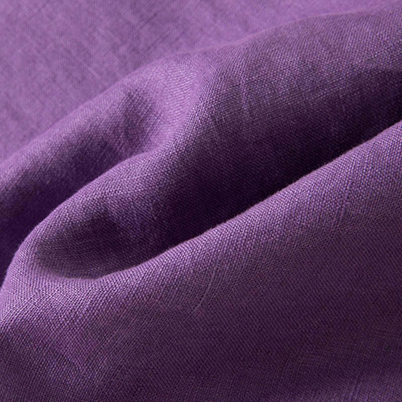 Casual Solid Color Cotton Linen Women's Wide Leg Pants With Pockets