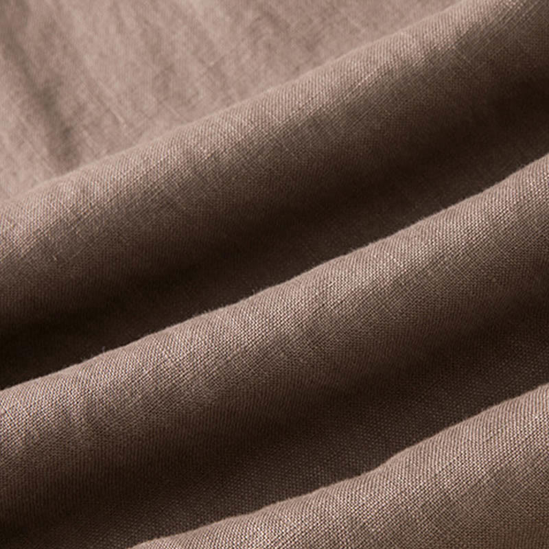 Casual Solid Color Cotton Linen Women's Wide Leg Pants With Pockets