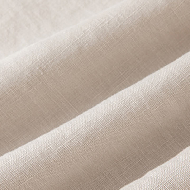 Casual Solid Color Cotton Linen Women's Wide Leg Pants With Pockets