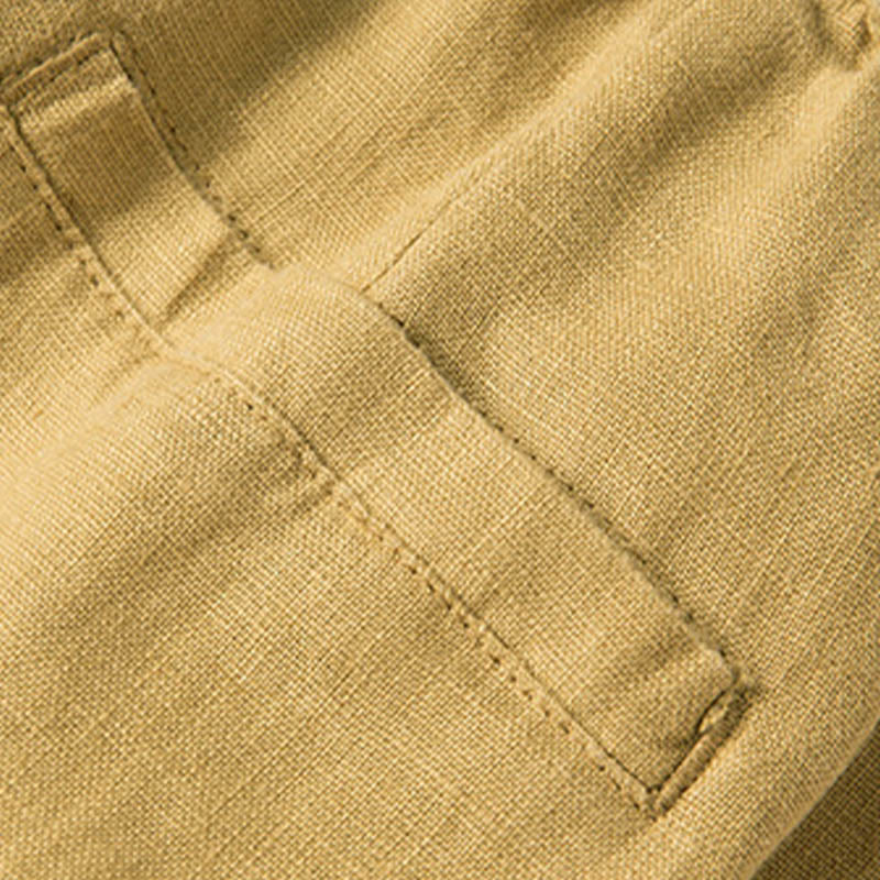 Casual Solid Color Cotton Linen Women's Wide Leg Pants With Pockets