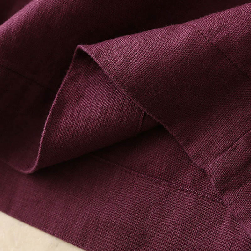 Casual Plain Color Lace-up Cotton Linen Women's Wide Leg Pants