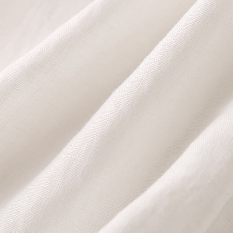 Casual Plain Color Lace-up Cotton Linen Women's Wide Leg Pants