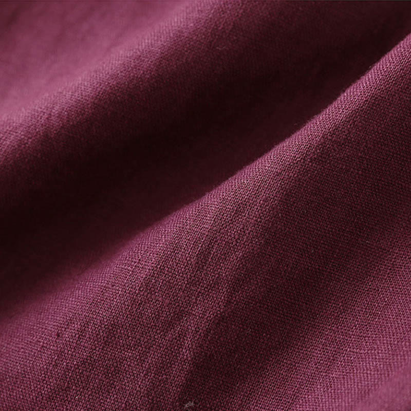 Casual Plain Color Lace-up Cotton Linen Women's Wide Leg Pants