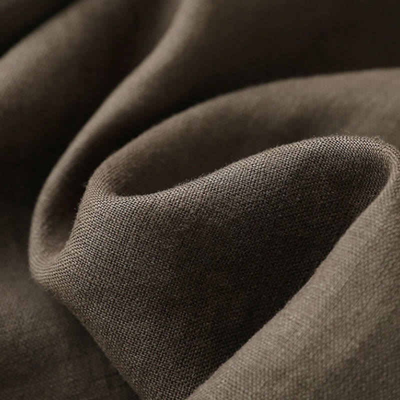 Casual Plain Color Lace-up Cotton Linen Women's Wide Leg Pants