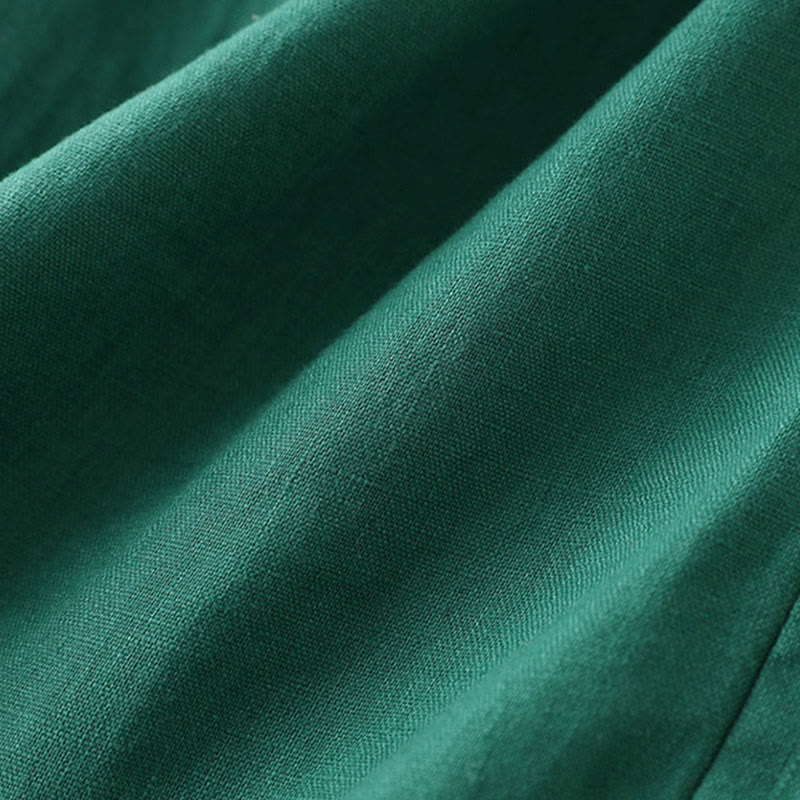 Casual Plain Color Lace-up Cotton Linen Women's Wide Leg Pants