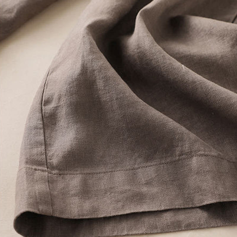 Casual Plain Color Lace-up Cotton Linen Women's Wide Leg Pants