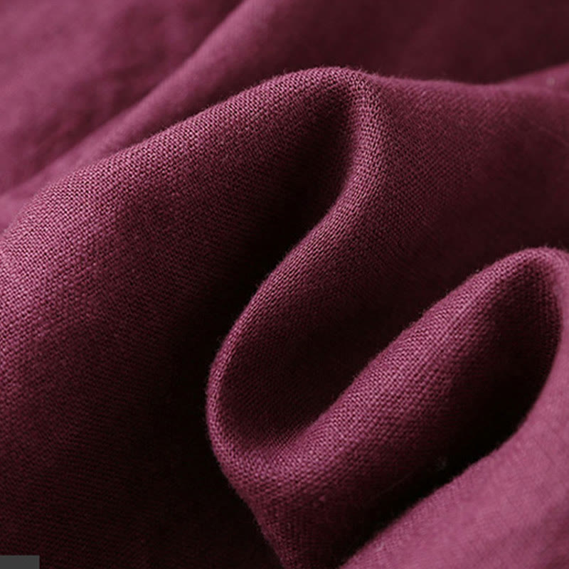 Casual Plain Color Lace-up Cotton Linen Women's Wide Leg Pants