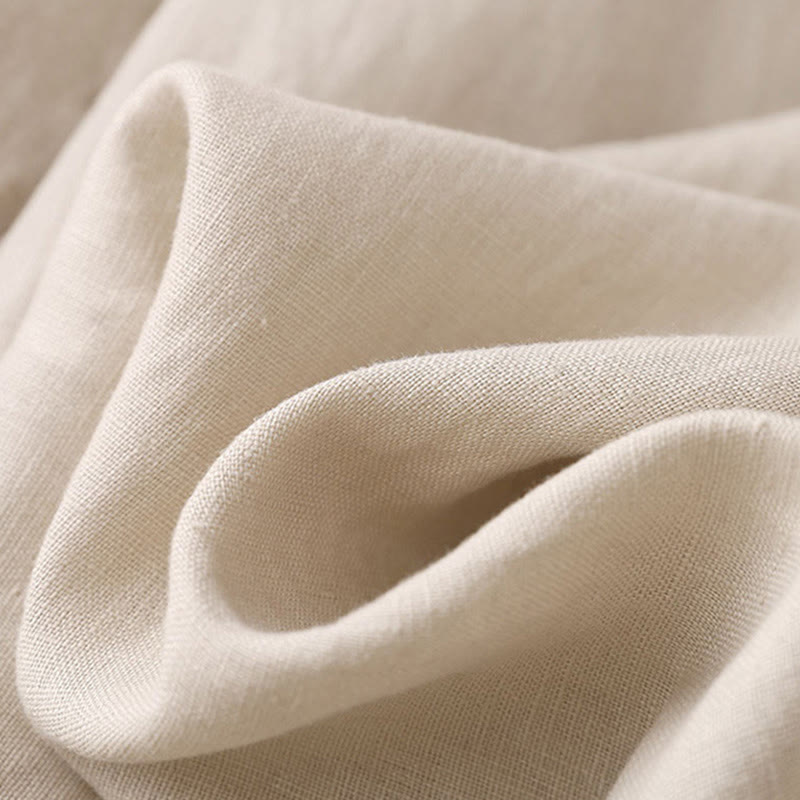 Casual Plain Color Lace-up Cotton Linen Women's Wide Leg Pants