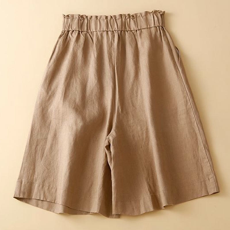 Cotton Linen Wide Leg Mindful Pleated Shorts