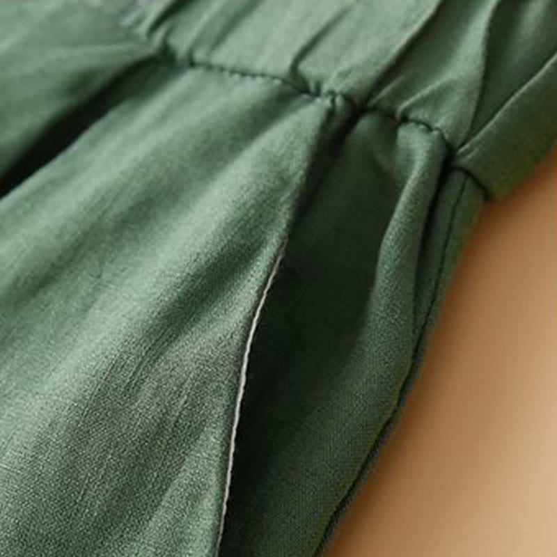 Cotton Linen Wide Leg Mindful Pleated Shorts