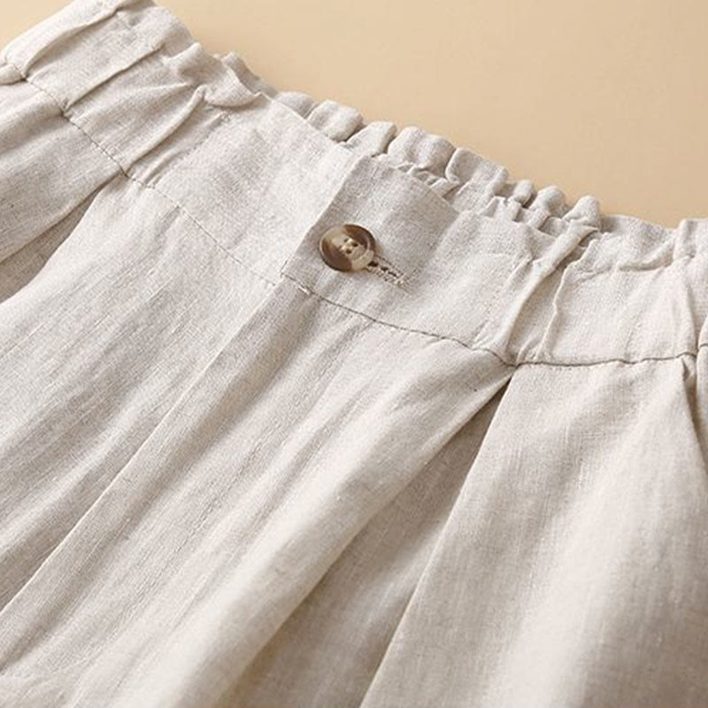 Cotton Linen Wide Leg Mindful Pleated Shorts