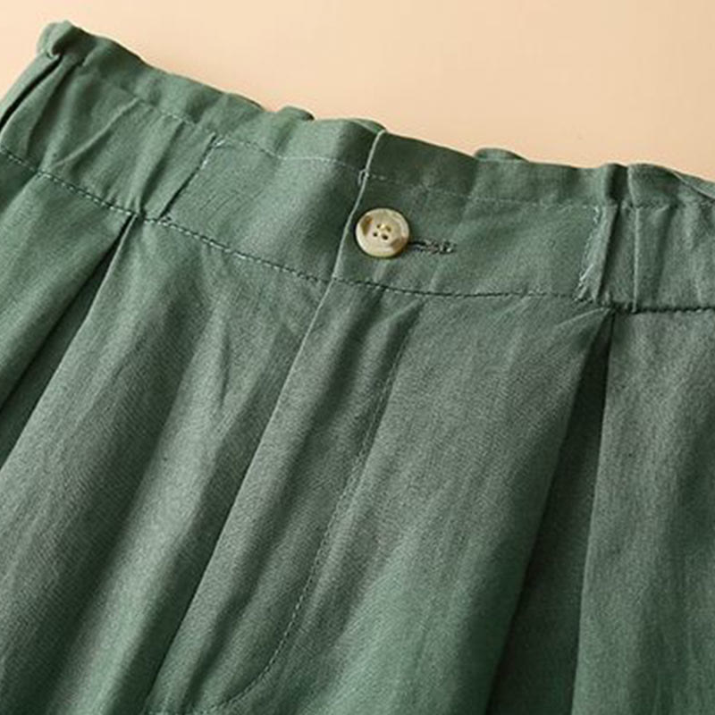 Cotton Linen Wide Leg Mindful Pleated Shorts