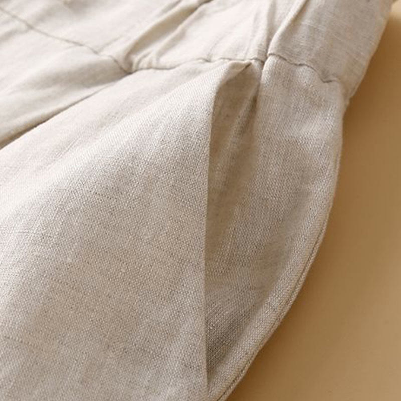Cotton Linen Wide Leg Mindful Pleated Shorts