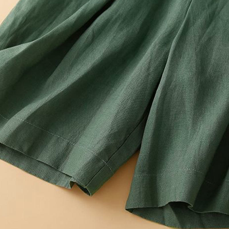 Cotton Linen Wide Leg Mindful Pleated Shorts