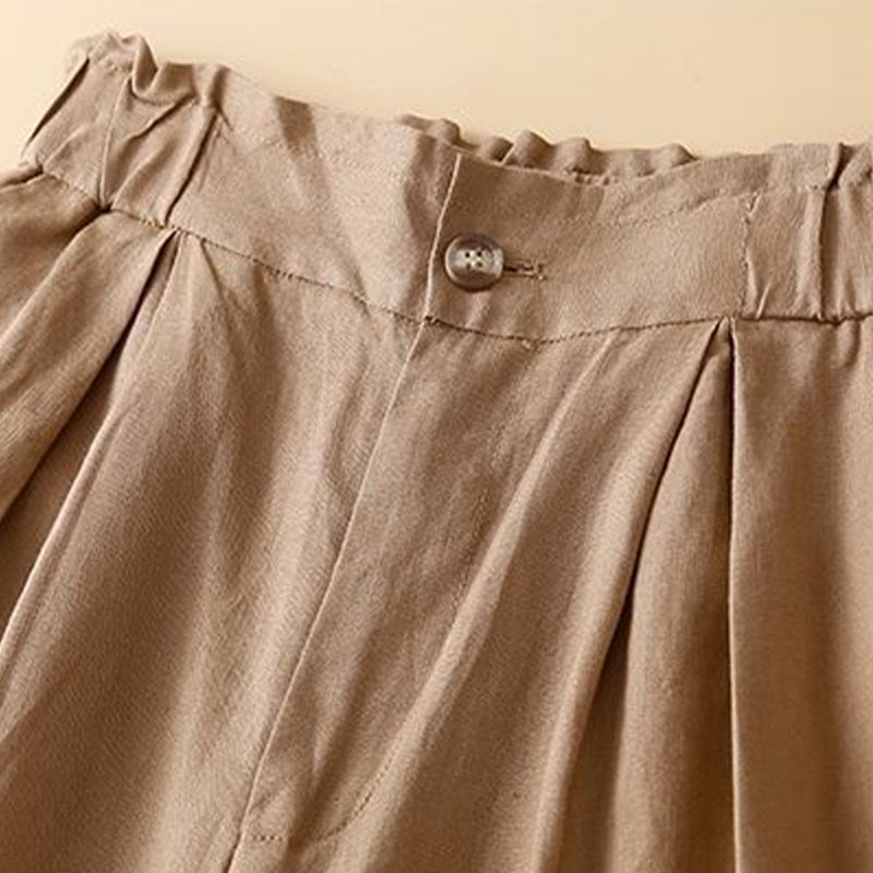 Cotton Linen Wide Leg Mindful Pleated Shorts